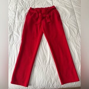 LOFT Vibrant Red Bow-Tie Pants